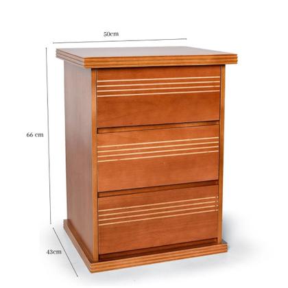 Imagem de Mesa de Cabeceira 3 Gavetas Madeira Maciça Dubai Móveis Nathalia