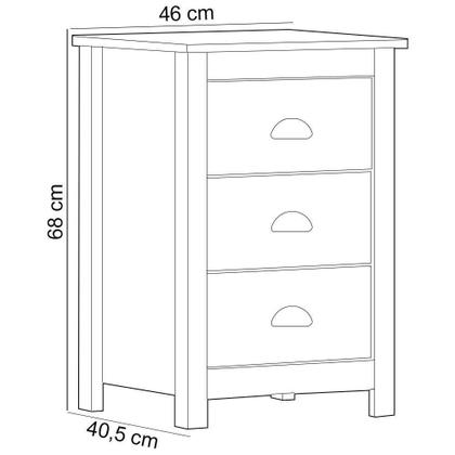 Imagem de Mesa De Cabeceira 3 Gavetas Madeira Maciça Mazzaro F06 Freijó - Lyam Decor