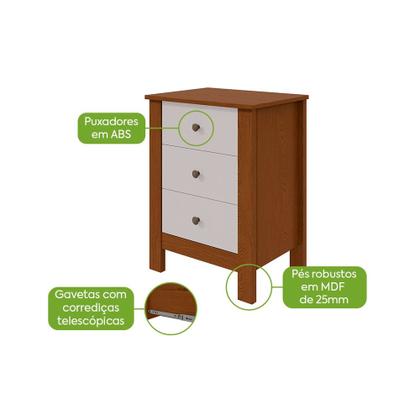 Imagem de Mesa de Cabeceira 3 Gavetas Maggiore New - Lopas
