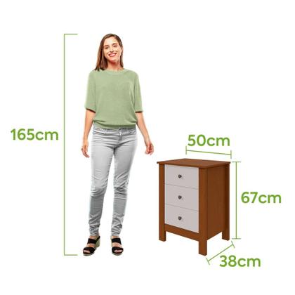 Imagem de Mesa de Cabeceira 3 Gavetas Maggiore New - Lopas