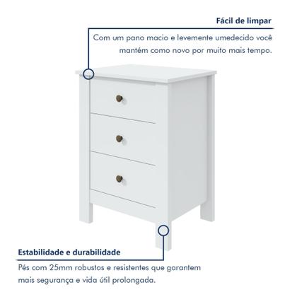 Imagem de Mesa de Cabeceira 3 Gavetas Maggiore New
