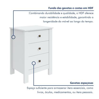Imagem de Mesa de Cabeceira 3 Gavetas Maggiore New