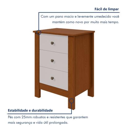 Imagem de Mesa de Cabeceira 3 Gavetas Maggiore New