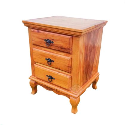 Imagem de Mesa de Cabeceira 3 Gavetas mesa de cabeceira com Pé Luiz XV Madeira de Demolição Sudeste Rústico