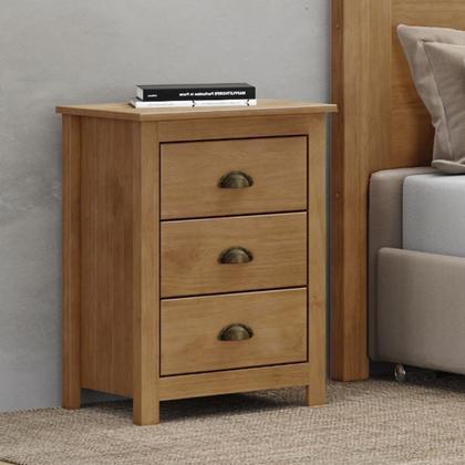 Imagem de Mesa de Cabeceira 3 Gavetas Topázio 100% Madeira Maciça para Quarto