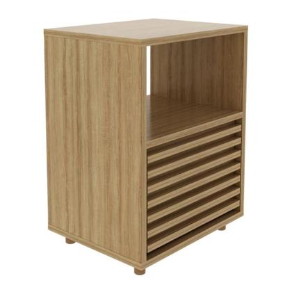 Imagem de Mesa De Cabeceira 38,3cm Com 1 Gaveta Ripada Multimóveis Cr35246 Amêndoa