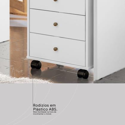 Imagem de Mesa de Cabeceira 4 Gavetas Com Rodízios Presence Demóbile