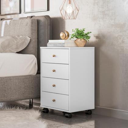 Imagem de Mesa de Cabeceira 4 Gavetas Com Rodízios Presence Demóbile