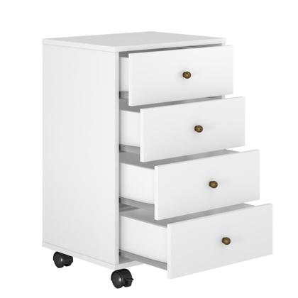 Imagem de Mesa de Cabeceira 4 Gavetas Com Rodízios Presence Demóbile