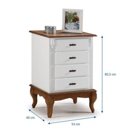 Imagem de Mesa de Cabeceira 4 Gavetas Pés Luiz XV 60404 Linz Móveis - Imbuia Glazer