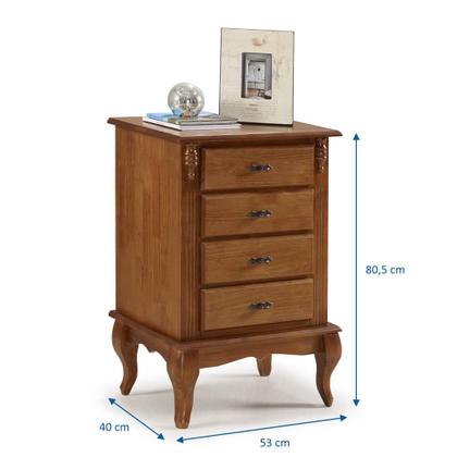 Imagem de Mesa de Cabeceira 4 Gavetas Pés Luiz XV 60404 Linz Móveis - Imbuia Glazer