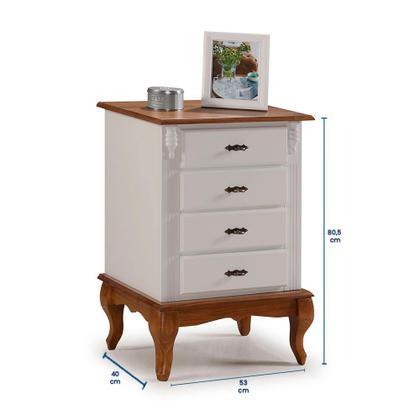 Imagem de Mesa de Cabeceira 4 Gavetas Pés Luiz XV 60404 Linz Móveis - Imbuia Glazer