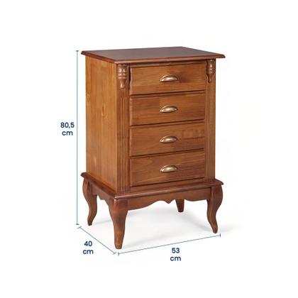 Imagem de Mesa de Cabeceira 4 Gavetas Pés Luiz XV Hannover 60817 Linz Móveis