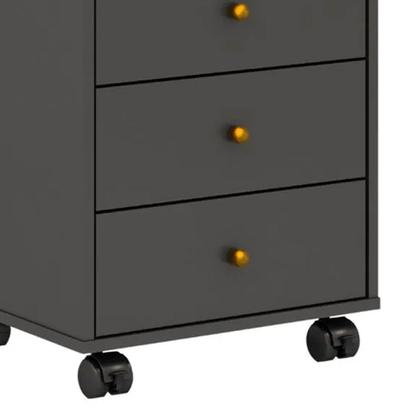 Imagem de Mesa de Cabeceira 4 Gavetas Presence Amêndoa Touch Grafito Demóbile