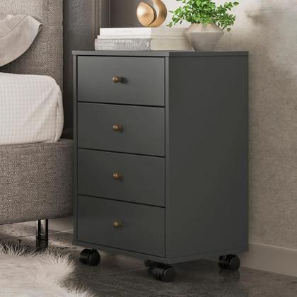 Imagem de Mesa de Cabeceira 4 Gavetas Presence Amêndoa Touch Grafito Demóbile