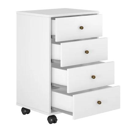 Imagem de Mesa de Cabeceira 4 Gavetas Presence Branco Demóbile