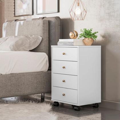 Imagem de Mesa de Cabeceira 4 Gavetas Presence Branco Demóbile