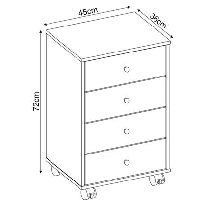 Imagem de Mesa de Cabeceira 4 Gavetas Presence Branco Demóbile