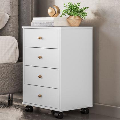 Imagem de Mesa De Cabeceira 4 Gavetas Presence D02 Branco - Mpozenato