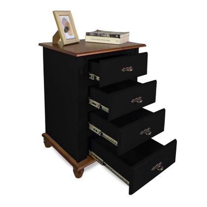 Imagem de Mesa de Cabeceira 4 Gavetas Retrô Pés Bola Madeira Florença