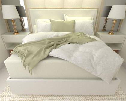 Imagem de Mesa de Cabeceira 40cm MDF Branco Off White com Pés