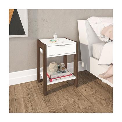 Imagem de Mesa de Cabeceira 41x54,5x35,5 cm Branco/Nogal Tecnomobili