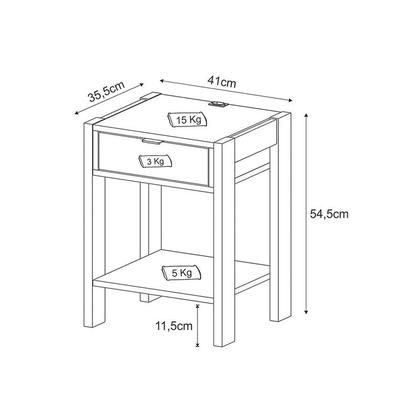 Imagem de Mesa de Cabeceira 41x54,5x35,5 cm Branco Tecnomobili