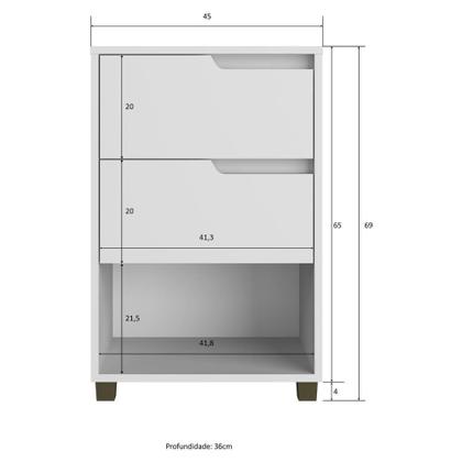 Imagem de Mesa De Cabeceira 45cm Com 2 Gavetas Multimóveis