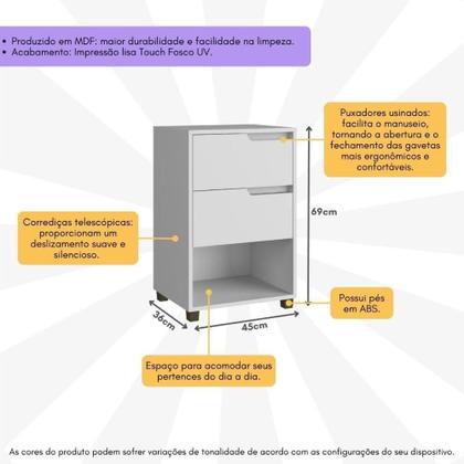 Imagem de Mesa De Cabeceira 45cm Com 2 Gavetas Multimóveis