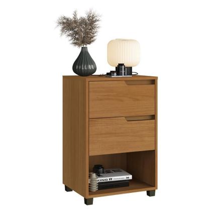 Imagem de Mesa De Cabeceira 45cm Com 2 Gavetas Multimóveis Nature