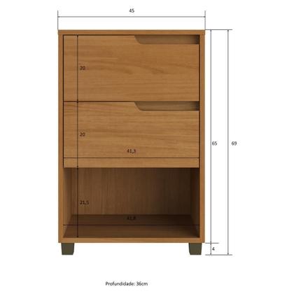 Imagem de Mesa De Cabeceira 45cm Com 2 Gavetas Multimóveis Nature
