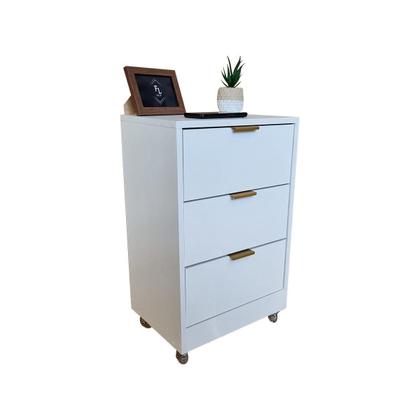 Imagem de Mesa De Cabeceira 50Cm 3 Gaveta Quarto Pux. Gold Com Rodinha