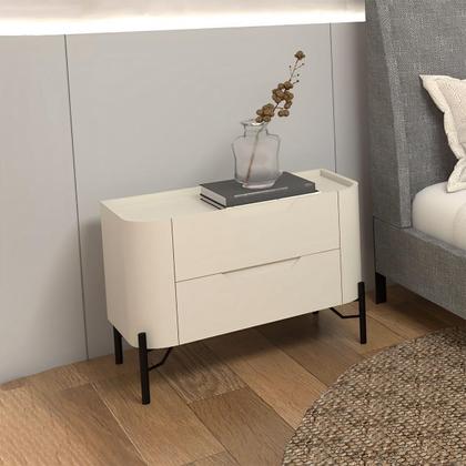 Imagem de Mesa de Cabeceira 51cm com 2 Gavetas e Pés em Metal 100% MDF