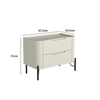 Imagem de Mesa de Cabeceira 51cm com 2 Gavetas e Pés em Metal 100% MDF