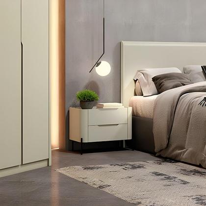 Imagem de Mesa de Cabeceira 51cm com 2 Gavetas e Pés em Metal 100% MDF