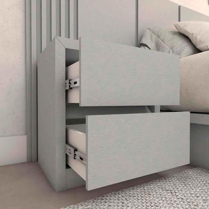 Imagem de Mesa de Cabeceira 54cm 2 Gavetas Prata 100% MDF Casa Lar