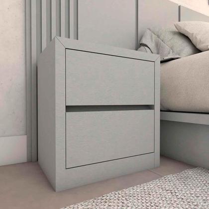 Imagem de Mesa de Cabeceira 54cm 2 Gavetas Prata 100% MDF Casa Lar