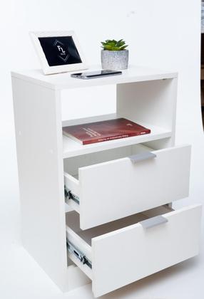 Imagem de Mesa De Cabeceira 60 De Altura Com 2 Gavetas com fundo enviamos montado