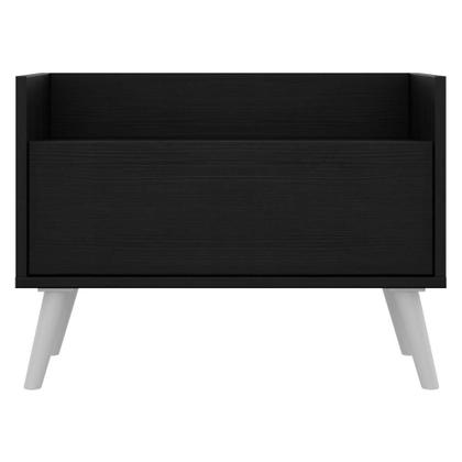 Imagem de Mesa de Cabeceira 80 cm c/ Pés Retrô Multimóveis Preta/Branca
