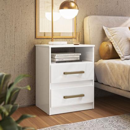 Imagem de Mesa De Cabeceira Apolo 2 Gavetas Branco Flex Moval