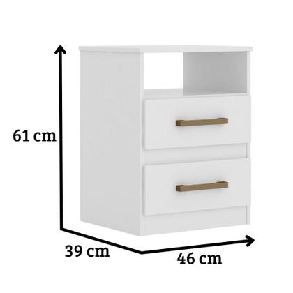 Imagem de Mesa De Cabeceira Apolo 2 Gavetas Branco Flex Moval
