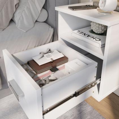 Imagem de Mesa de Cabeceira Balli Multifuncional 2 em 1 Suspensa Gaveta Oculta Compartimento Secreto - Oliart