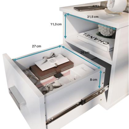 Imagem de Mesa de Cabeceira Balli Multifuncional 2 em 1 Suspensa Gaveta Oculta Compartimento Secreto - Oliart