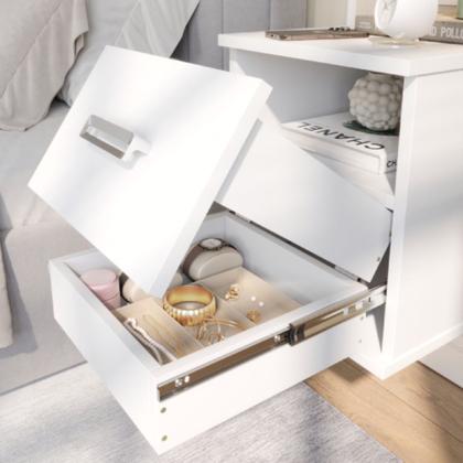 Imagem de Mesa de Cabeceira Balli Multifuncional 2 em 1 Suspensa Gaveta Oculta Compartimento Secreto - Oliart