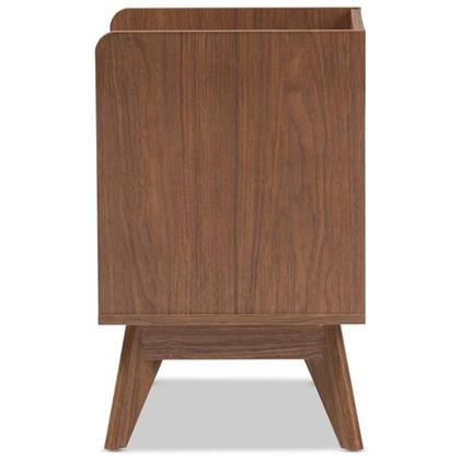 Imagem de Mesa de cabeceira Baxton Studio Brighton Mid-Century, madeira com 3 gavetas