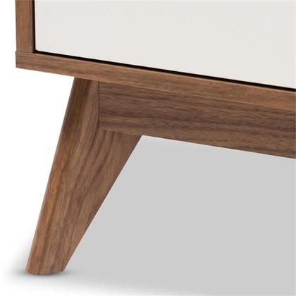 Imagem de Mesa de cabeceira Baxton Studio Brighton Mid-Century, madeira com 3 gavetas