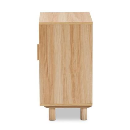 Imagem de Mesa de cabeceira Baxton Studio Maclean, madeira de vime, de meados do século, marrom