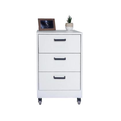 Imagem de Mesa de Cabeceira Branca 3 Gavetas 30cm Gaveteiro Quarto Cama 100% Já Montado - Fl Decor