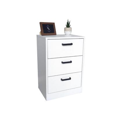 Imagem de Mesa de Cabeceira Branca 3 Gavetas 40cm Gaveteiro Quarto Cama 100% Já Montado - Fl Decor