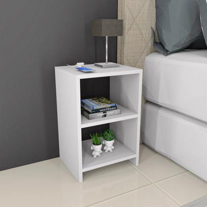 Imagem de Mesa de Cabeceira Branca 49x30x25 cm - Ideal para Quarto Moderno e Organizado